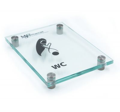 Tuerschild VITRUM B aus Glas fuer Buero Vitrum B 130 170 mm